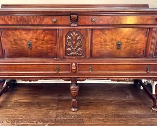 Landstrom Art Deco Walnut Sideboard Buffet, Rockford Illinois