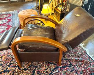 Mid-Century Modern Bentwood Reclining Lounge Chair & Ottoman, Made in USA