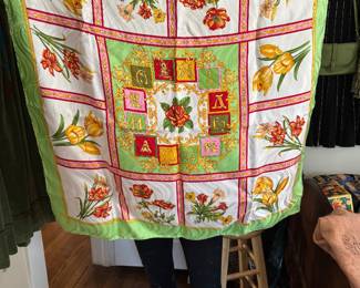 Hand stitched hem silk scarf made in Italy