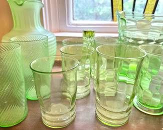 Green Depression, Vaseline Glass, Tumblers, Plates and More