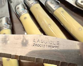 Laguiole Style Steak Knife Set with Faux Ivory Handles, Set of 8