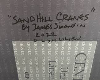 'Sandhill Cranes"Oil on Board Painting by James Swansen