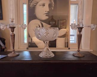 EAPG Pressed Glass Pedestal Compote Centerpiece Bowl