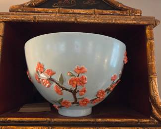 Silvestri for Asia Society Cherry Blossom Relief Porcelain Centerpiece Bowl by Cynthia McCollum