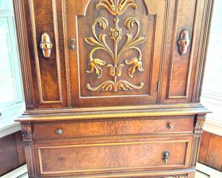 Landstrom Furniture Art Deco Walnut Cabinet on Stand, Rockford Illinois, Figured Walnut