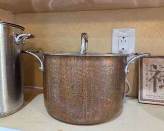 Hand hammered copper stock pan Lagostina