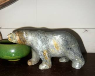 Hand carved marble figurine of a Bear