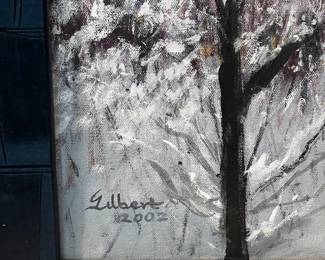 33"x27" painting oil on canvas signed Gilbert