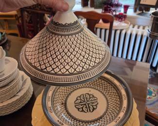 Moroccan Grey & White Ceramic Tagine