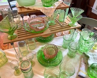 Green Depression, Vaseline Glass, Tumblers, Plates and More