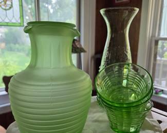 Green Depression, Vaseline Glass, Tumblers, Plates and More