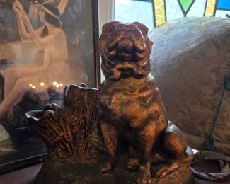 Bronze Finish Bulldog Cast Desk Organizer