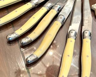 Laguiole Style Steak Knife Set with Faux Ivory Handles, Set of 8