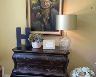 3 drawer decorative chest, artwork and decor