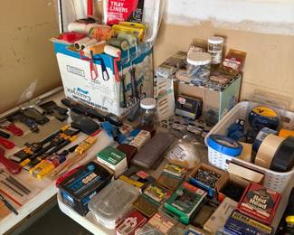 Tapes, paint rollers, brushes, scrapers, sand paper and more.