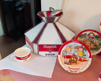 Campbell Soup hanging lamp and soup Bowl