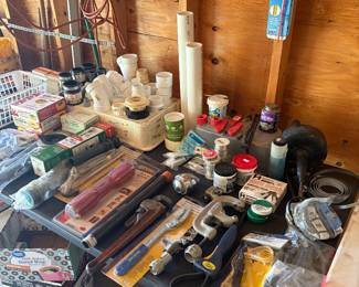 Large supply of plumbing tools, supplies and accessories.