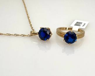 Dark Blue Topaz Necklace and Ring