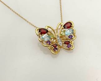 Gemstone Butterfly Necklace