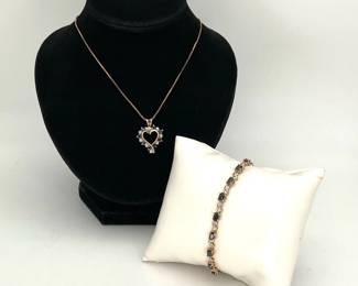 Sapphire and Diamond Necklace with Sapphire Bracelet