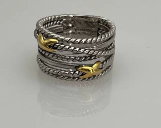 Two Tone Silver with Gold Accent Ring