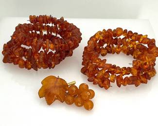 Amber Bracelets and Pin