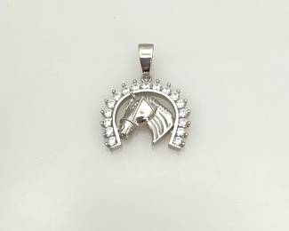 Silver CZ Horse Pendant