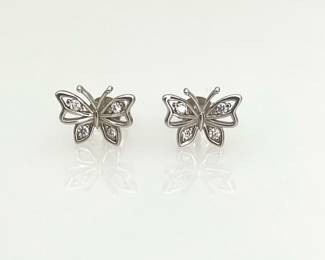 Silver Moissanite Butterfly Earrings