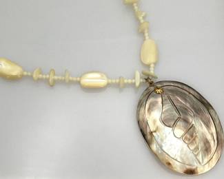 Vintage Carved Shell Necklace