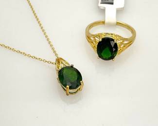 Chrome Diopside Ring and Necklace