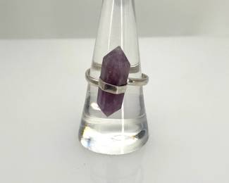 Silver Amethyst Crystal Ring