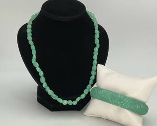 Chrysoprase Necklace with Jadeite Bracelet