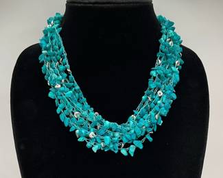 Kenneth Cole Turquoise Chip Multi Strand Necklace