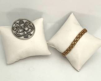 Pewter Brooch and Gold Filled Bracelet