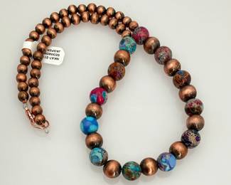 Copper and Sediment Jasper Beaded Necklace