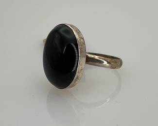 Black Onyx Silver Ring