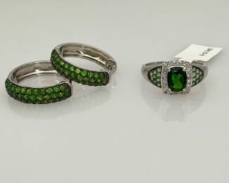 Green Diopside Ring and Necklace
