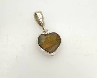 Labradorite Silver Heart Pendant