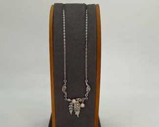 Faux Pearl Marcasite Necklace