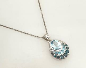 Sterling Silver Blue Topaz Necklace
