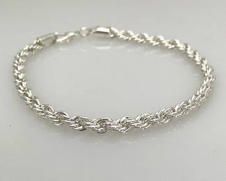 Silver Tone Rope Chain Bracelet