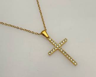 Gold Plated CZ Cross Necklace
