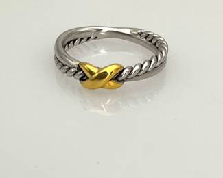 Two-Tone Sterling Silver Ring with Gold Accent