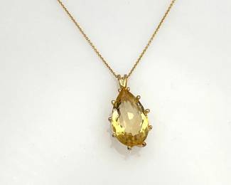 Large Teardrop Citrine Necklace