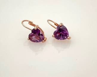 Purple Sapphire Rose Gold Earrings
