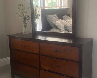 6-drawer bedroom dresser with beveled mirror
