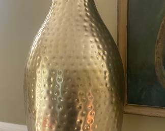 Large hammered metal vase