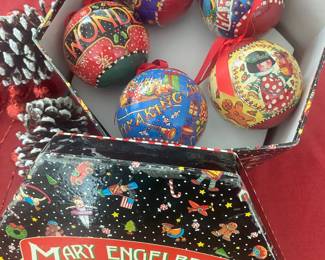 Boxed set of 12 Mary Engelbreit Christmas ornaments