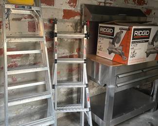 Aluminum ladder, little giant ladder, workbench