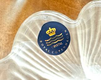 Royal Copenhagen Crystal Ginkgo Leaf Centerpiece Bowl